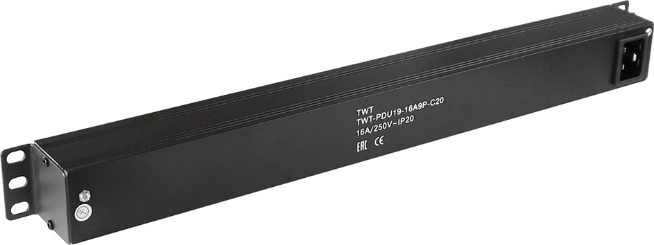 Блок распределения питания Lanmaster TWT-PDU19-16A9P-C20 гор.размещ. 9xSchuko базовые 16A C20 — миниатюра 2