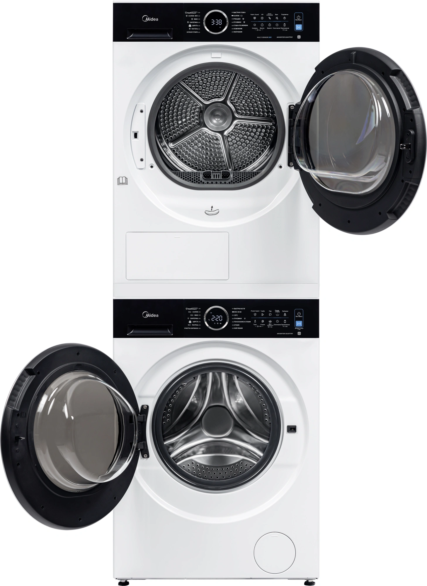 Стиральная машина Midea MF205D80WB/W-RU класс: A загр.фронтальная макс.:8кг (с сушкой) белый инвертор — миниатюра 4