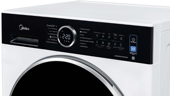 Стиральная машина Midea MF205D80WB/W-RU класс: A загр.фронтальная макс.:8кг (с сушкой) белый инвертор — миниатюра 8
