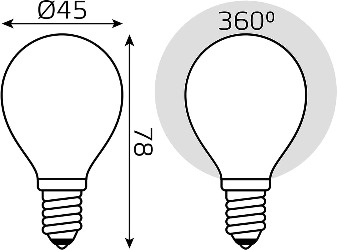 Лампа светодиодная Gauss Filament 105201209-D 9Вт цок.:E14 шар 220B св.свеч.бел.нейт. (упак.:1шт) — миниатюра 4