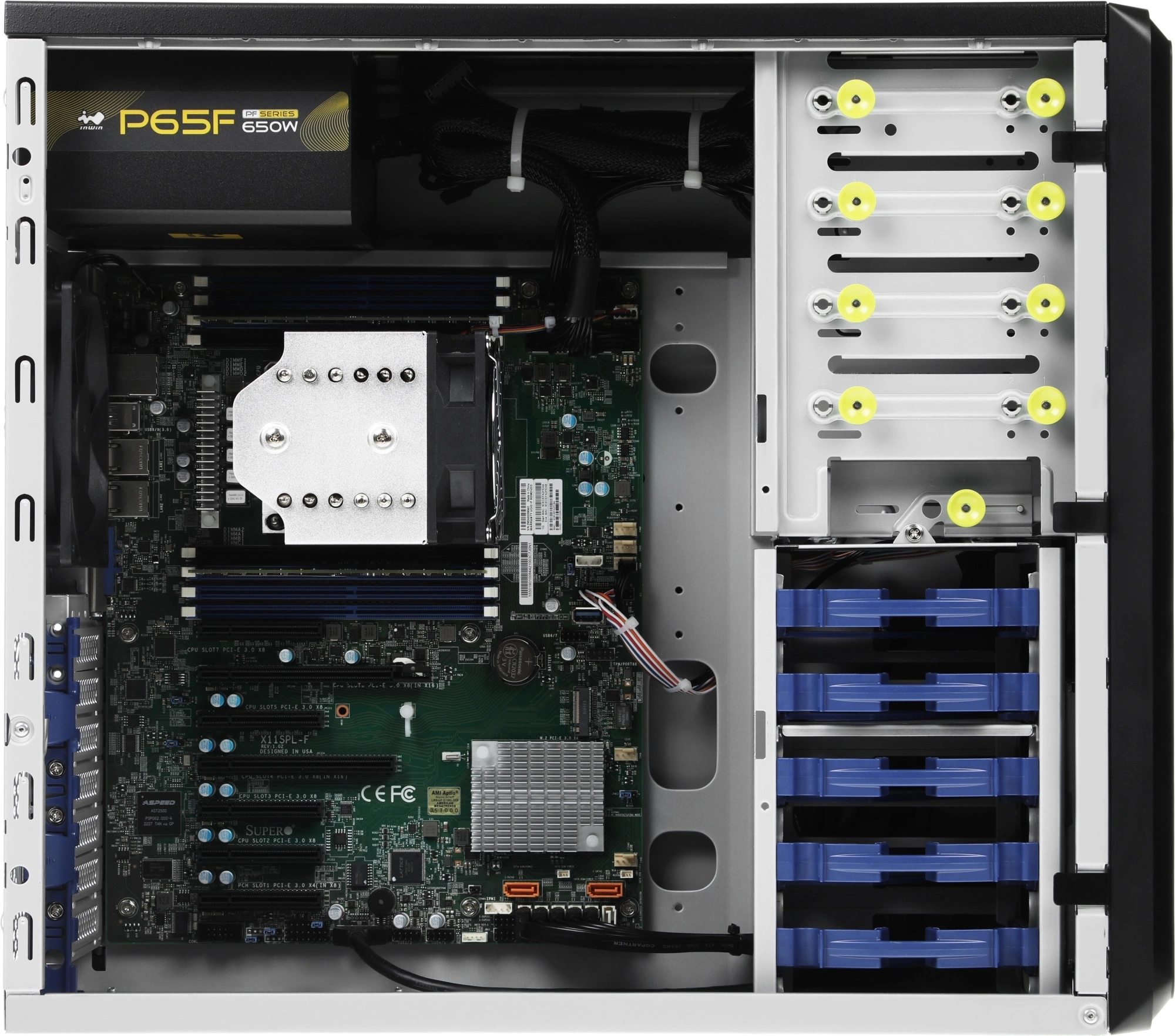 Сервер IRU Rock w9105p 1x4210 2x16Gb 1x500Gb SSD С621 AST2500 2xGigEth 1x650W w/o OS (2184296) — миниатюра 8