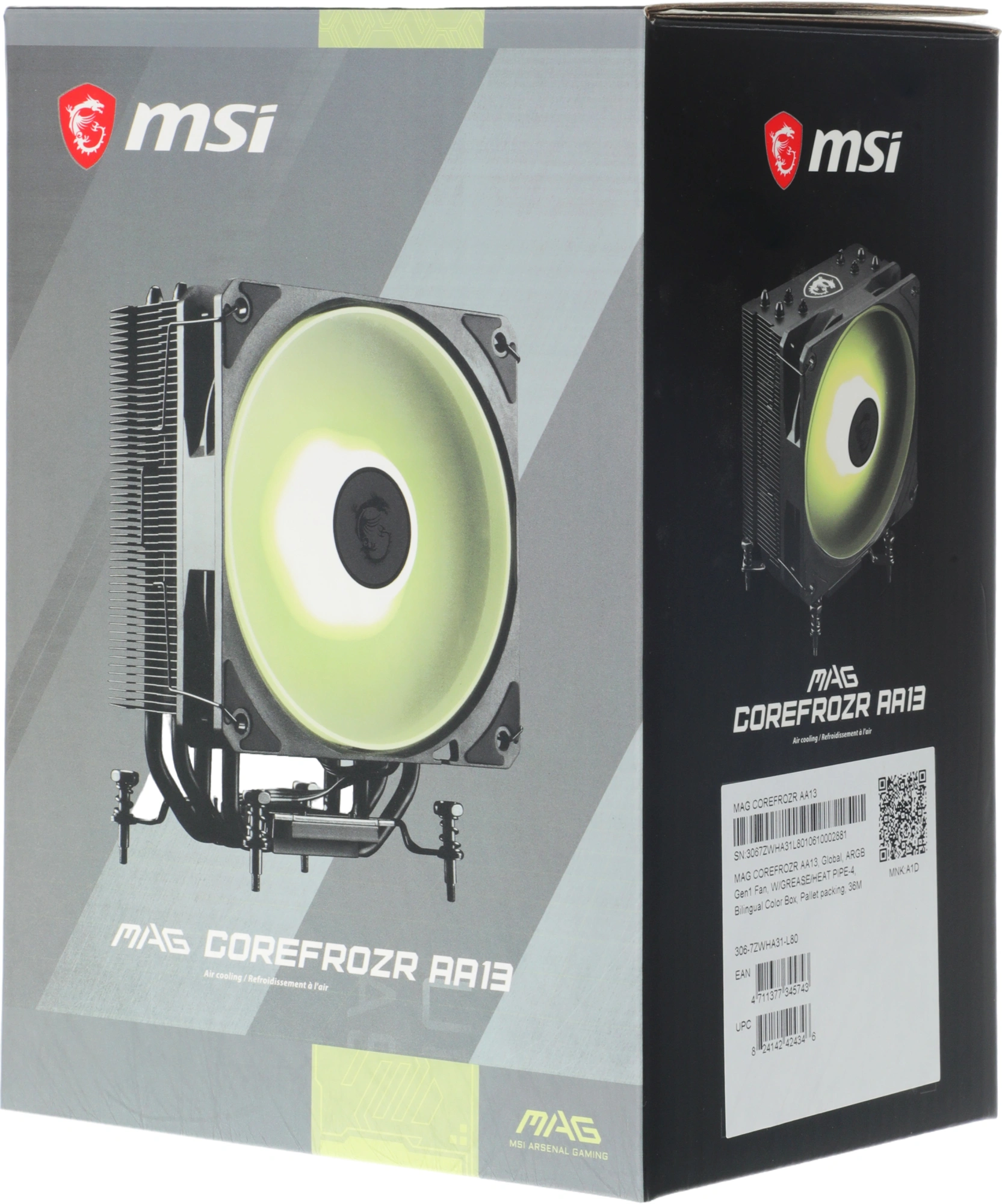 Устройство охлаждения(кулер) MSI Mag Corefrozr AA13 ARGB Soc-AM5/AM4/1700/1851 черный 3-pin 30.11dB Al+Cu 240W Ret (306-7ZWHA31-L80) — миниатюра 3