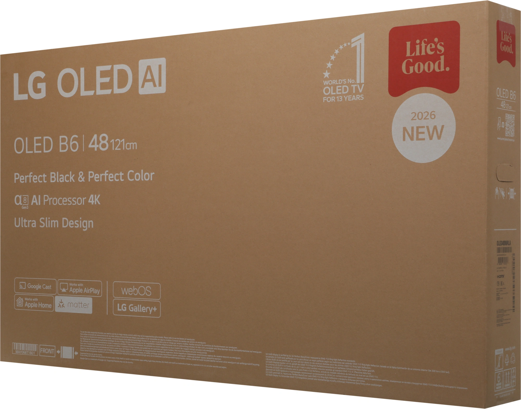 Телевизор OLED LG 48" OLED48B6RLA.ARUG коричневый/серый 4K Ultra HD 120Hz DVB-T2 DVB-C DVB-S2 USB WiFi Smart TV — миниатюра 4