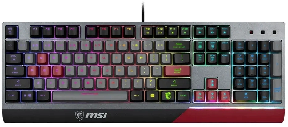 Клавиатура MSI GK30 Infrared черный/красный USB Multimedia for gamer LED (подставка для запястий) (S11-04RUF01-CLA) кабель 1.8м — фото 1