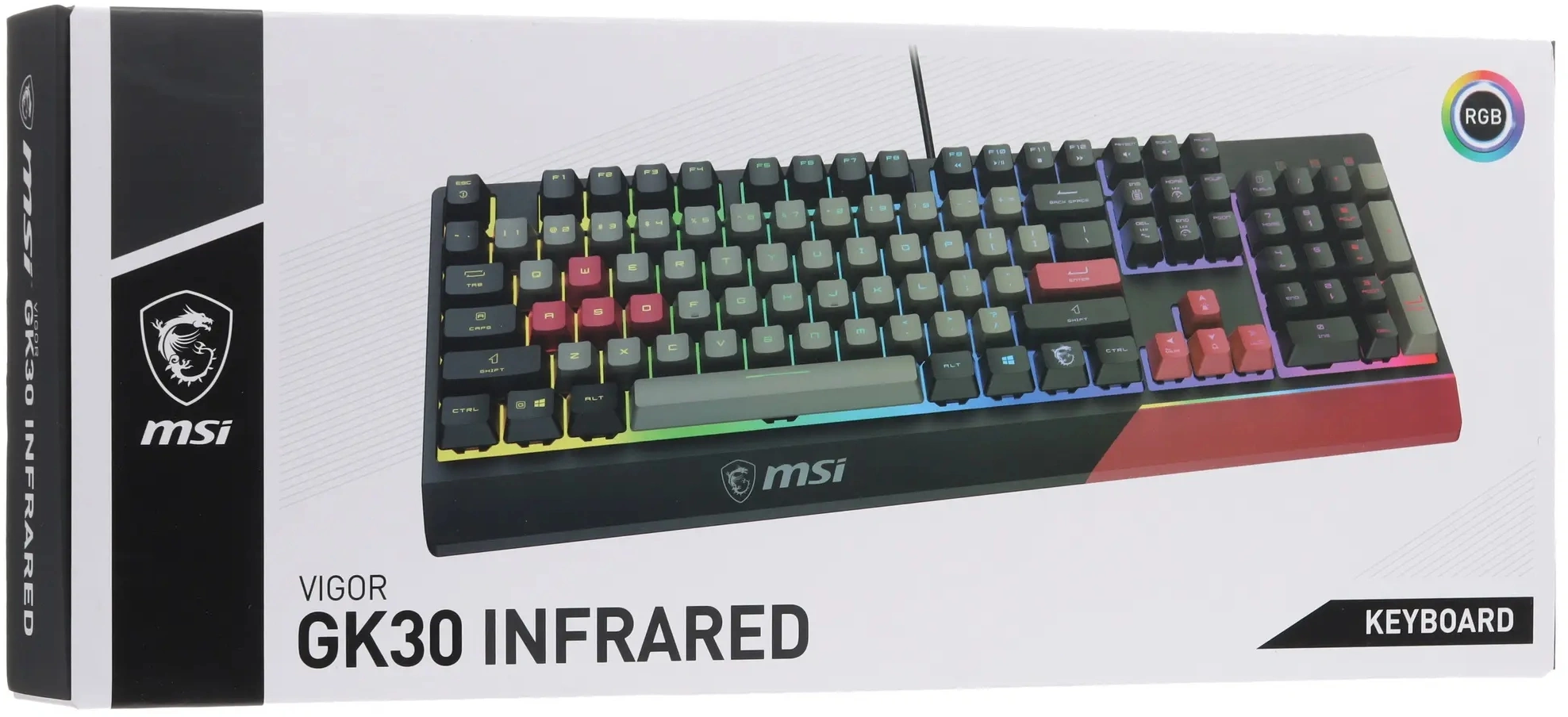 Клавиатура MSI GK30 Infrared черный/красный USB Multimedia for gamer LED (подставка для запястий) (S11-04RUF01-CLA) кабель 1.8м — миниатюра 8
