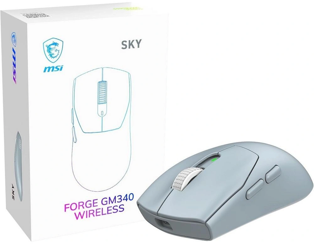 Мышь MSI Forge GM340 голубой оптическая 12000dpi беспров. BT/Radio USB 5but (S12-4301770-HH9) — миниатюра 6