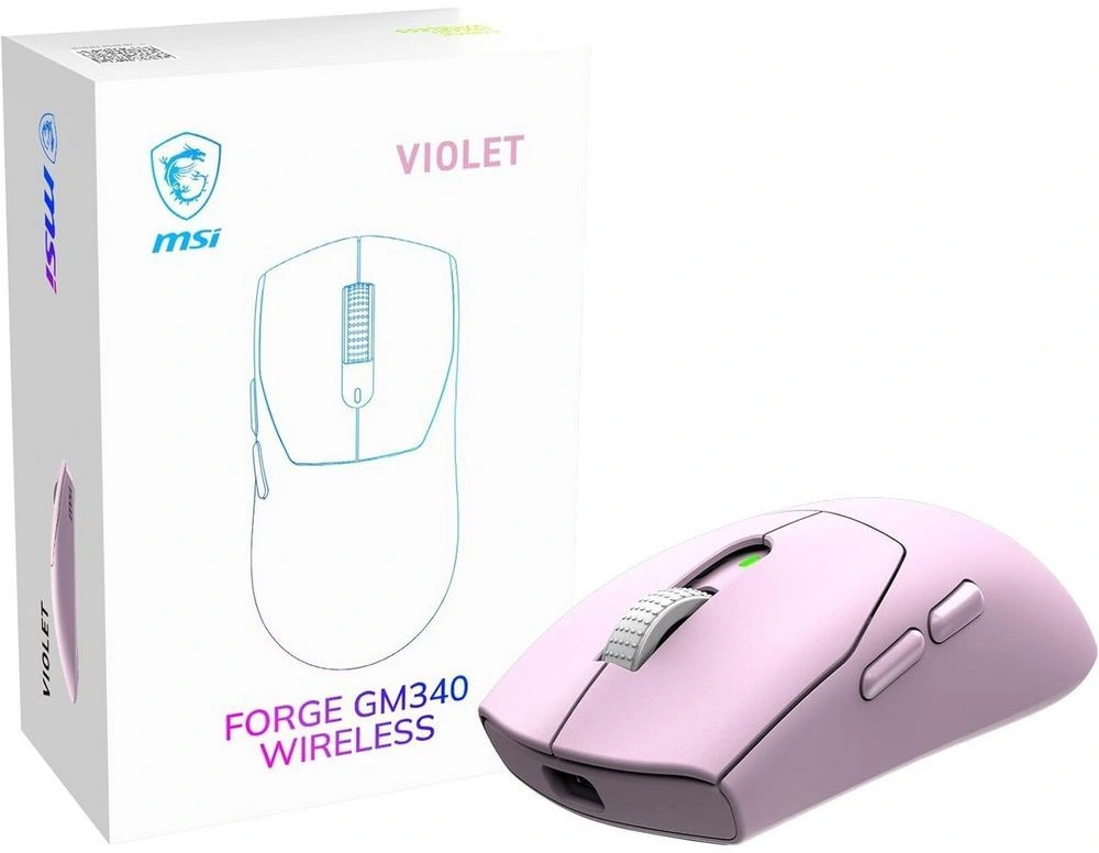 Мышь MSI Forge GM340 W фиолетовый оптическая 12000dpi беспров. BT/Radio USB 5but (S12-4301810-HH9) — миниатюра 3