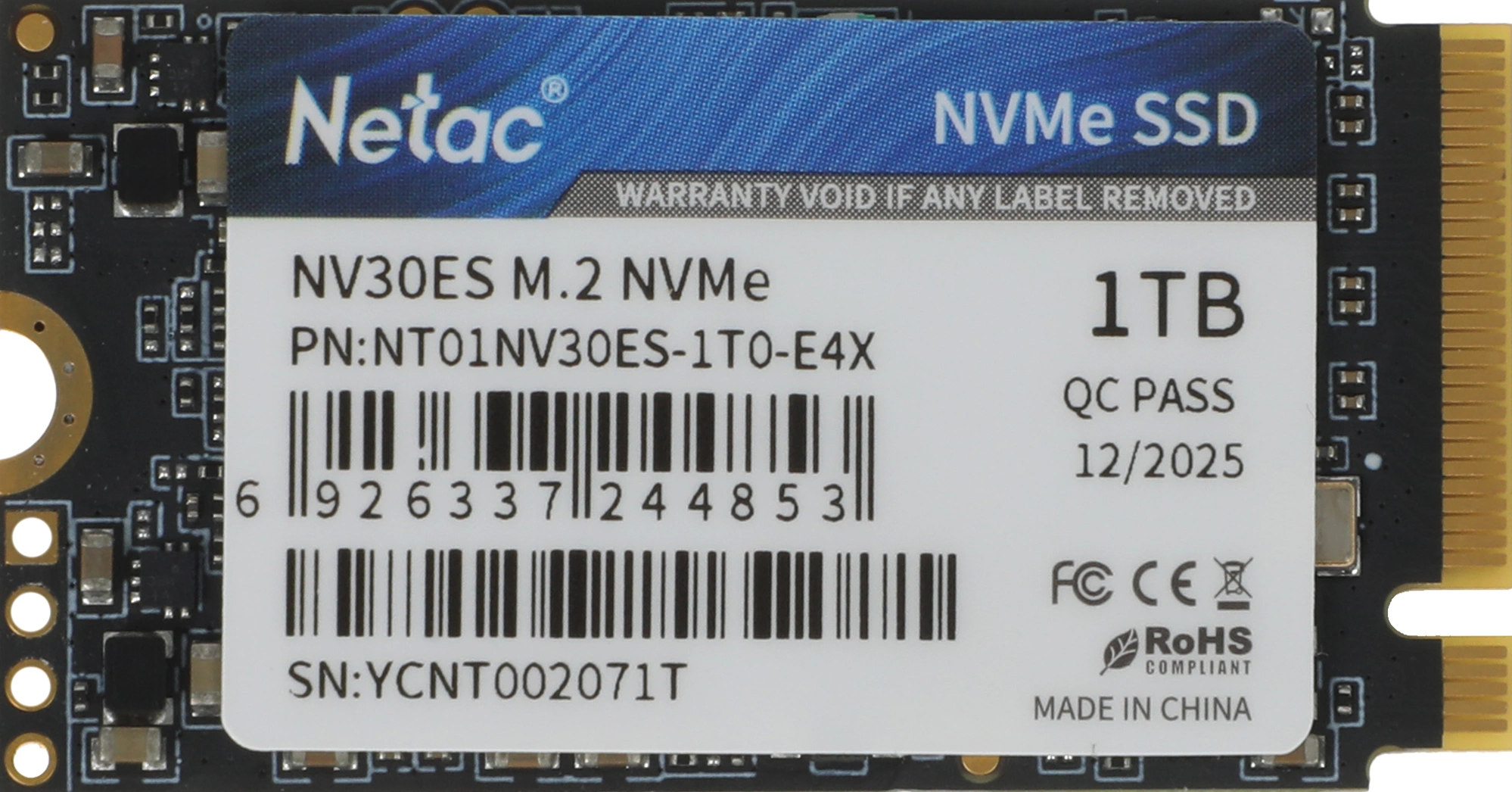 Накопитель SSD Netac PCIe 3.0 x4 1TB NT01NV30ES-1T0-E4X NV30ES M.2 2242 — миниатюра 2