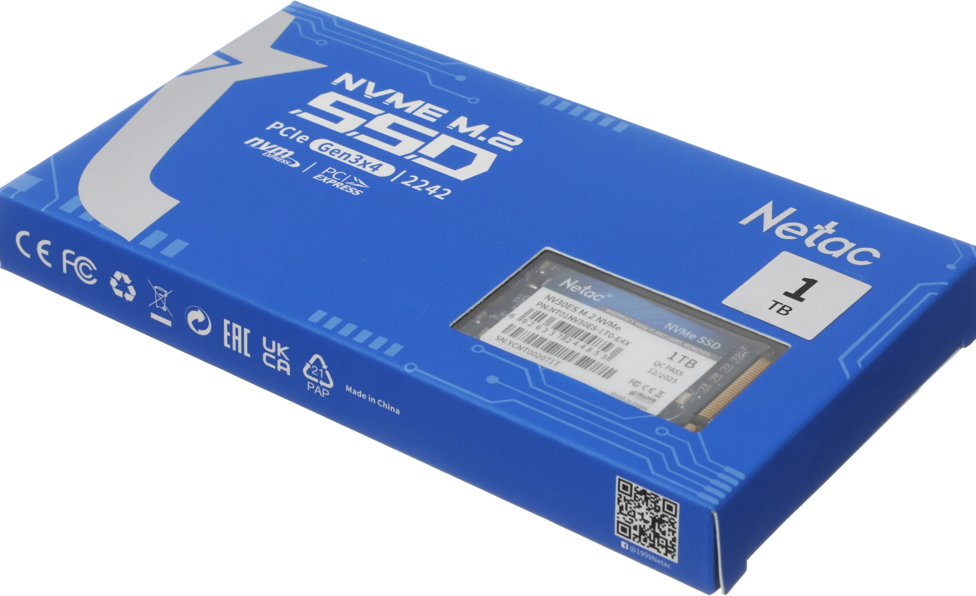 Накопитель SSD Netac PCIe 3.0 x4 1TB NT01NV30ES-1T0-E4X NV30ES M.2 2242 — фото 1