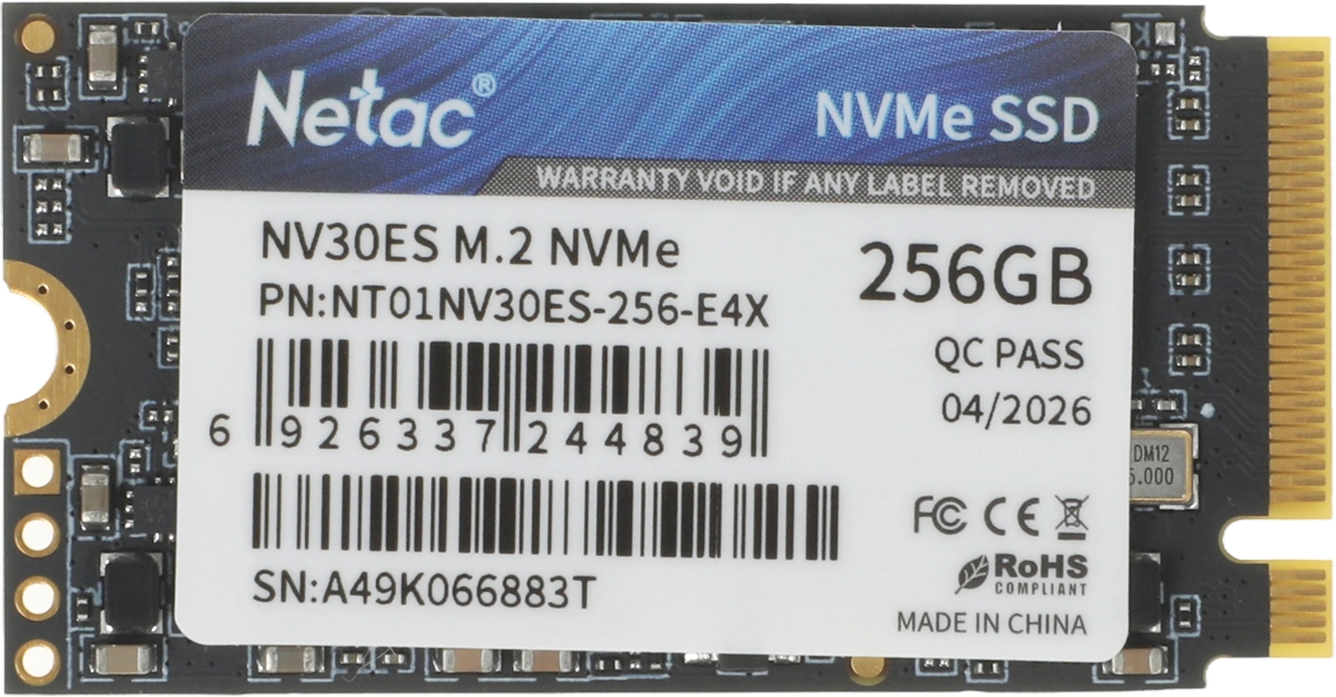 Накопитель SSD Netac PCIe 3.0 x4 256GB NT01NV30ES-256-E4X NV30ES M.2 2242 — миниатюра 3
