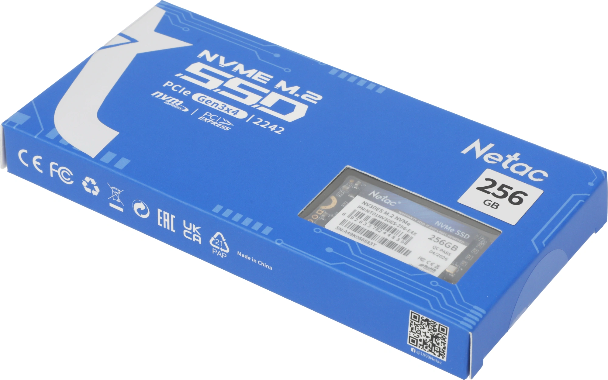 Накопитель SSD Netac PCIe 3.0 x4 256GB NT01NV30ES-256-E4X NV30ES M.2 2242 — миниатюра 2
