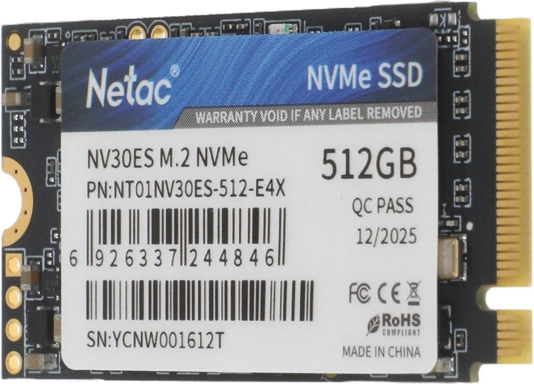 Накопитель SSD Netac PCIe 3.0 x4 512GB NT01NV30ES-512-E4X NV30ES M.2 2242 — миниатюра 6