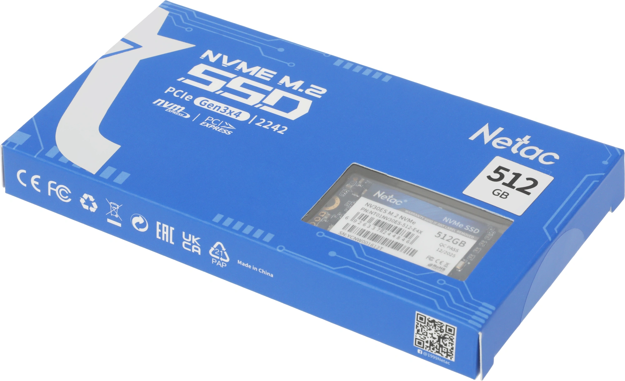 Накопитель SSD Netac PCIe 3.0 x4 512GB NT01NV30ES-512-E4X NV30ES M.2 2242 — миниатюра 2