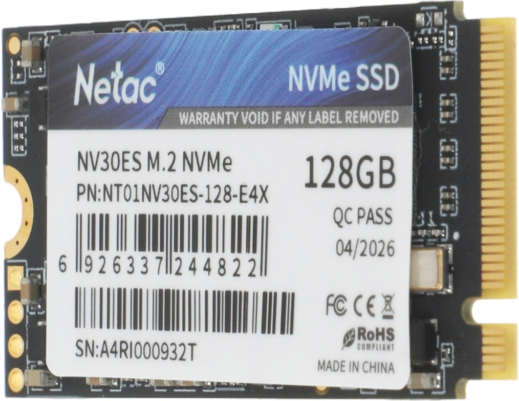 Накопитель SSD Netac PCIe 3.0 x4 128GB NT01NV30ES-128-E4X NV30ES M.2 2242 — миниатюра 6