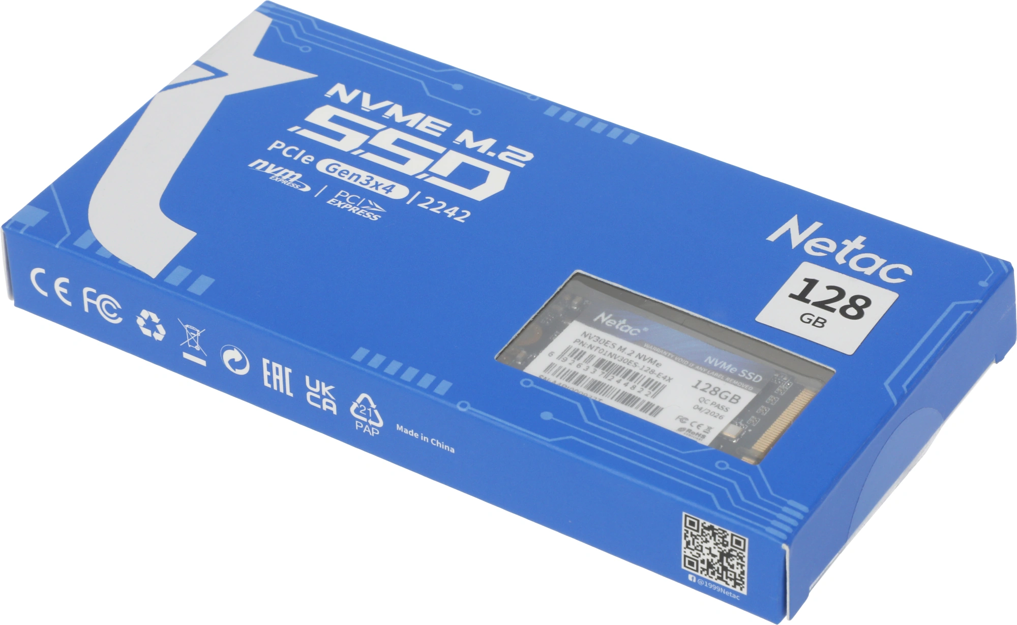 Накопитель SSD Netac PCIe 3.0 x4 128GB NT01NV30ES-128-E4X NV30ES M.2 2242 — миниатюра 2