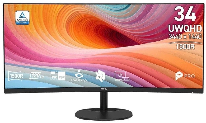 Монитор MSI 34" Pro MP341CQ E12 черный VA LED 21:9 HDMI M/M матовая 300cd 178гр/178гр 3440x1440 120Hz DP 2K 7.1кг — фото 1