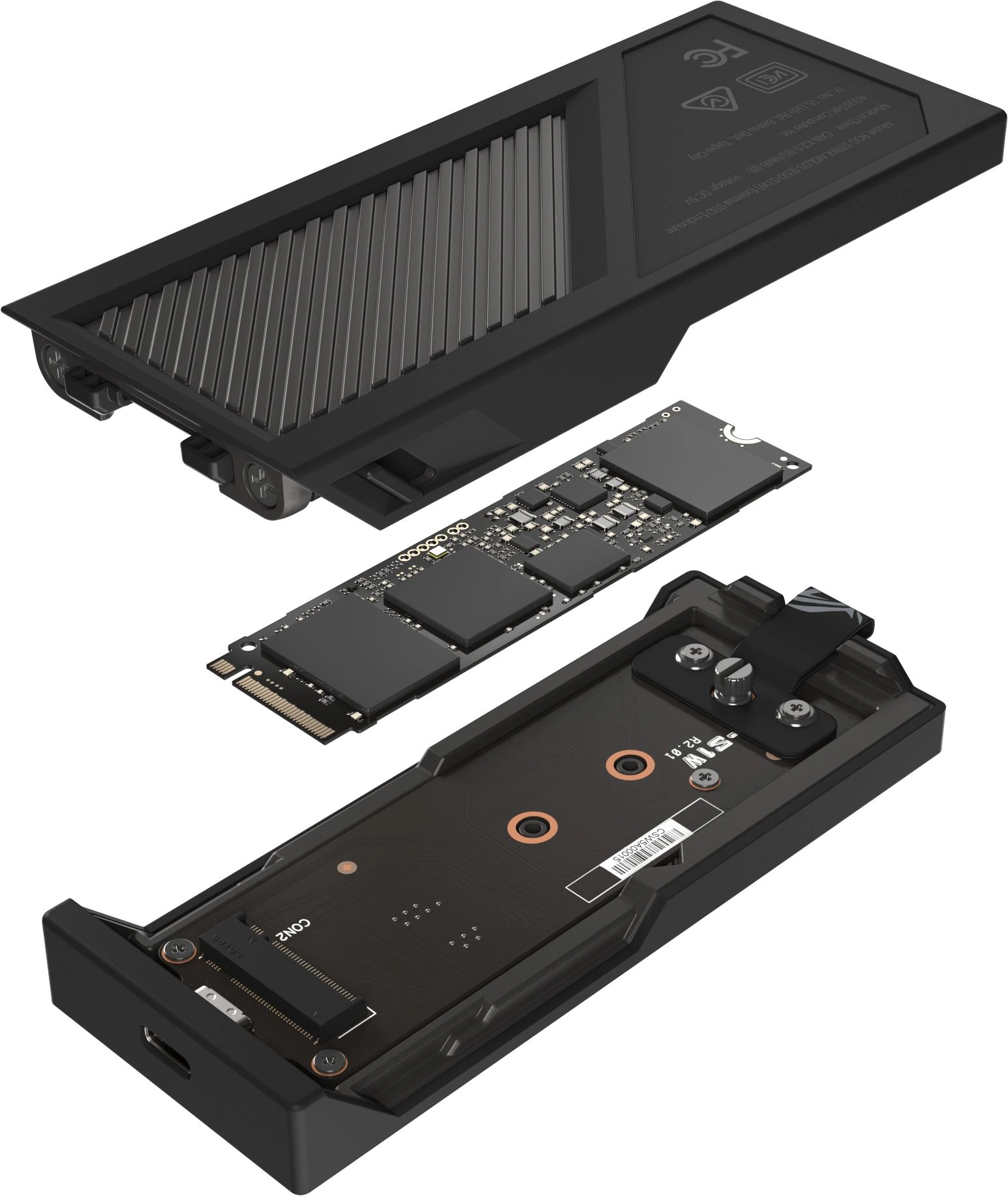 Внешний корпус SSD Asus ROG STRIX AIOLOS NVMe/SATA алюминий черный M2 2280 — миниатюра 18