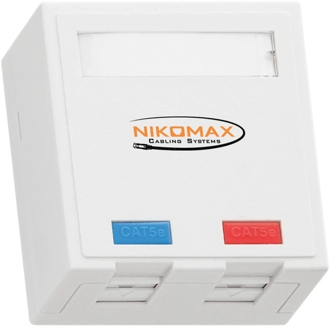 Розетка Nikomax NMC-WO2UD2-FT-ST-WT информ. Keystone RJ45 2 кат.5E UTP бел. — фото 1