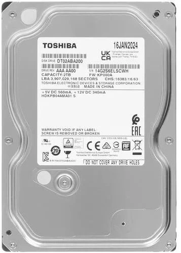 Жесткий диск Toshiba SATA-III 2TB DT02ABA200 Desktop (5400rpm) 128Mb 3.5" — фото 1