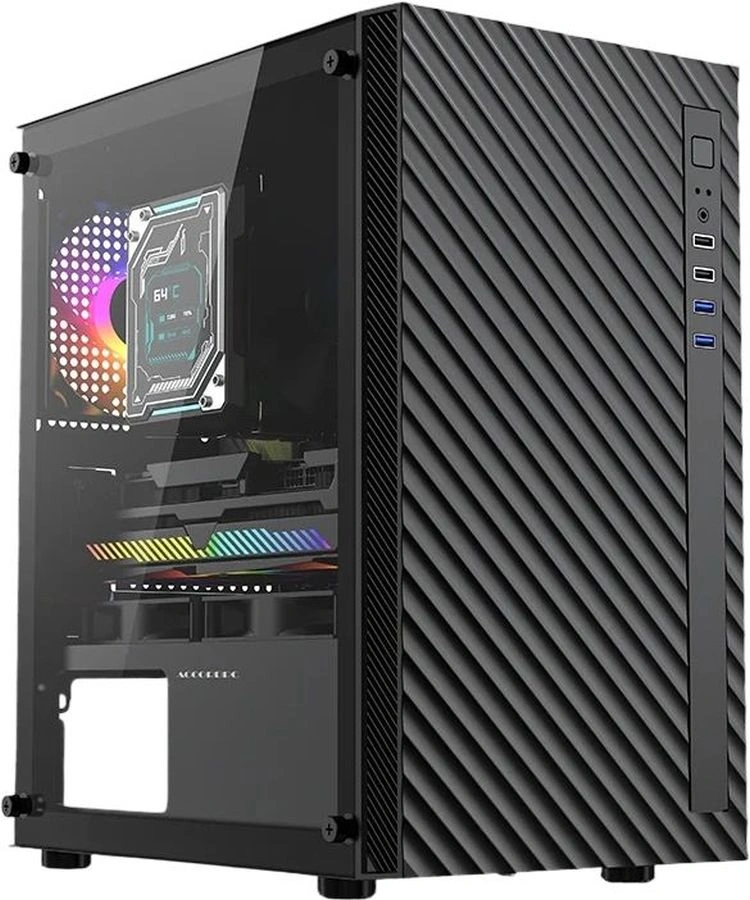 Корпус Accord ACC-508 черный без БП mATX 7x120mm 4x140mm 2xUSB2.0 1xUSB3.0 audio bott PSU — миниатюра 2