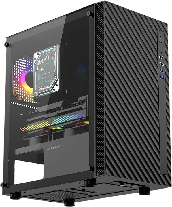 Корпус Accord ACC-508 черный без БП mATX 7x120mm 4x140mm 2xUSB2.0 1xUSB3.0 audio bott PSU — миниатюра 7