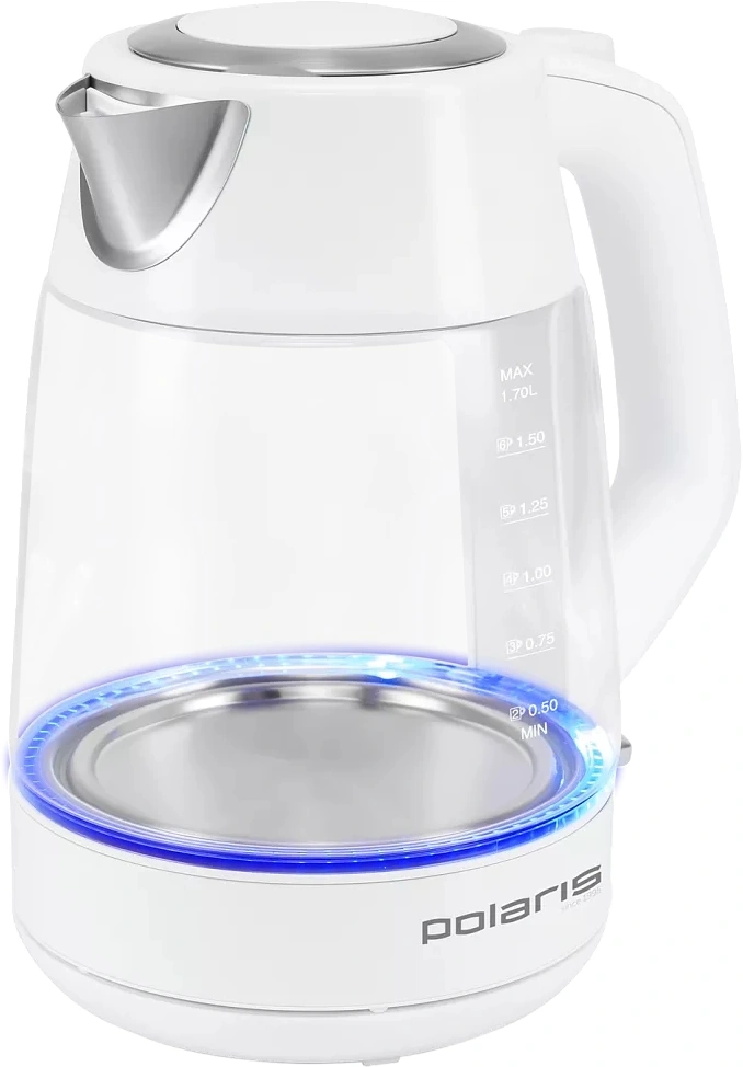 Чайник электрический Polaris PWK 1760CGL 1.7л. 2150Вт белый корпус: стекло/металл — миниатюра 2