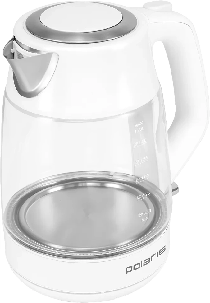Чайник электрический Polaris PWK 1760CGL 1.7л. 2150Вт белый корпус: стекло/металл — миниатюра 4