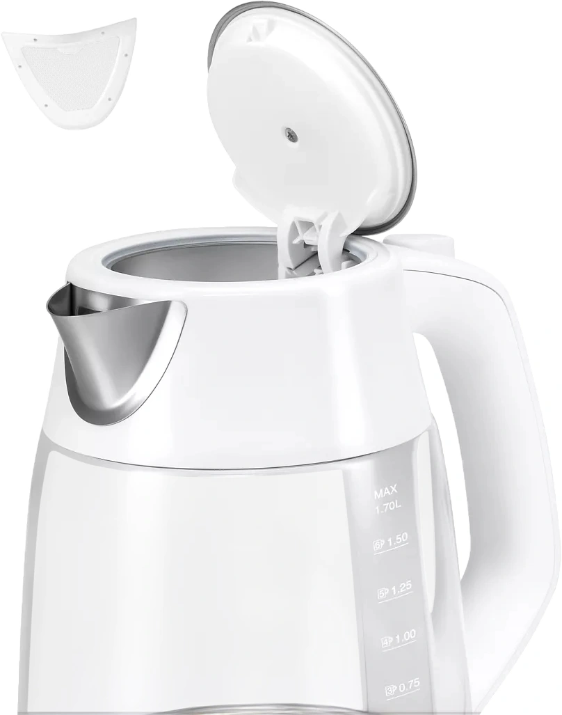 Чайник электрический Polaris PWK 1760CGL 1.7л. 2150Вт белый корпус: стекло/металл — миниатюра 7