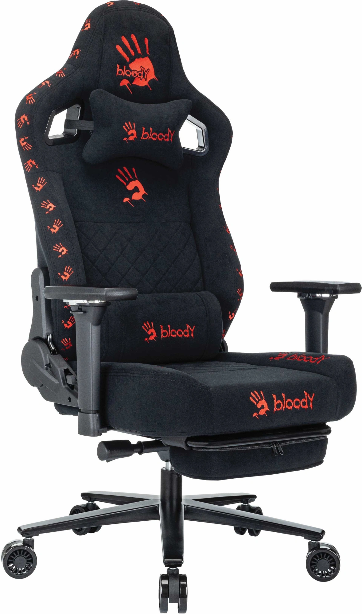 Кресло игровое A4Tech Bloody GC-670 черный искусственная замша с подголов. крестов. металл подст.для ног — фото 1