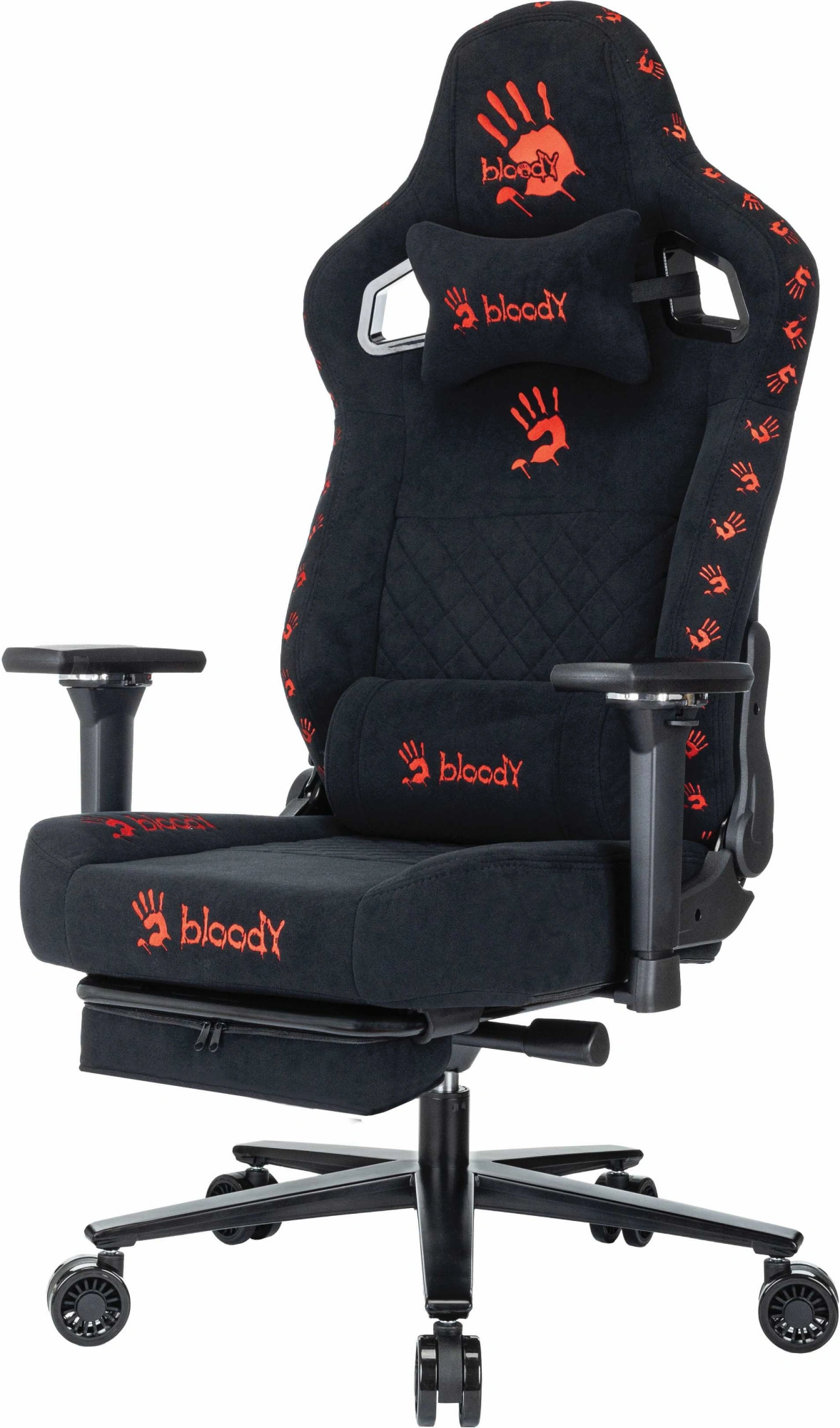 Кресло игровое A4Tech Bloody GC-670 черный искусственная замша с подголов. крестов. металл подст.для ног — миниатюра 3