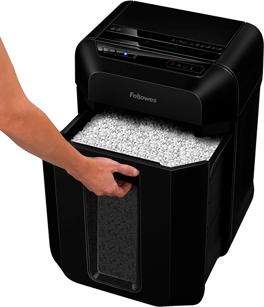 Шредер Fellowes AutoMax 90М черный с автоподачей (секр.P-4) фрагменты 90лист. 17лтр. скрепки скобы пл.карты — миниатюра 3