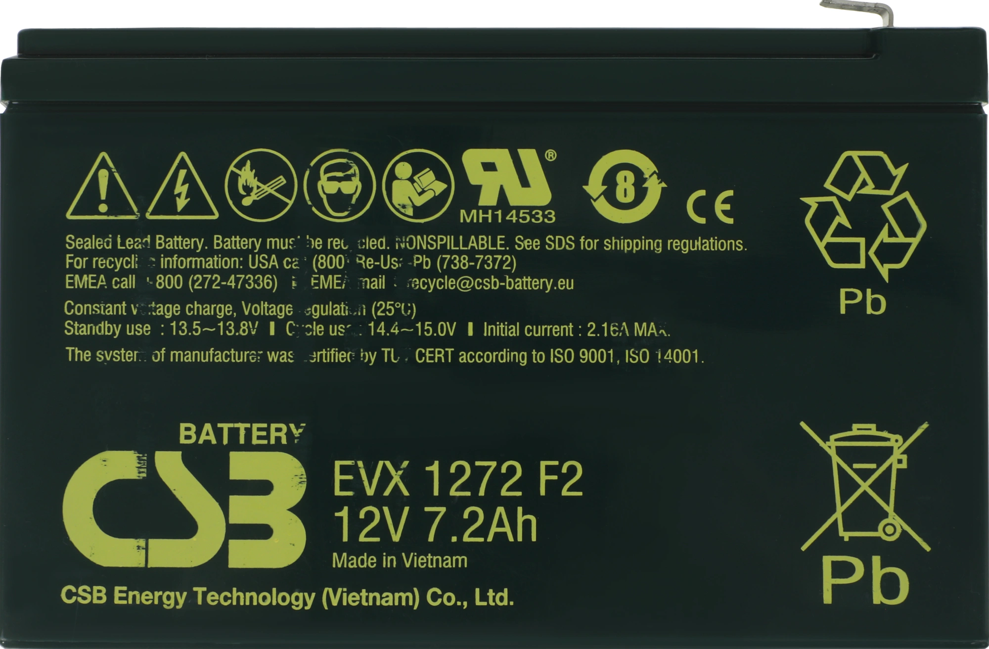 Батарея для ИБП CSB EVX1272 F2 12В 7.2Ач — миниатюра 4