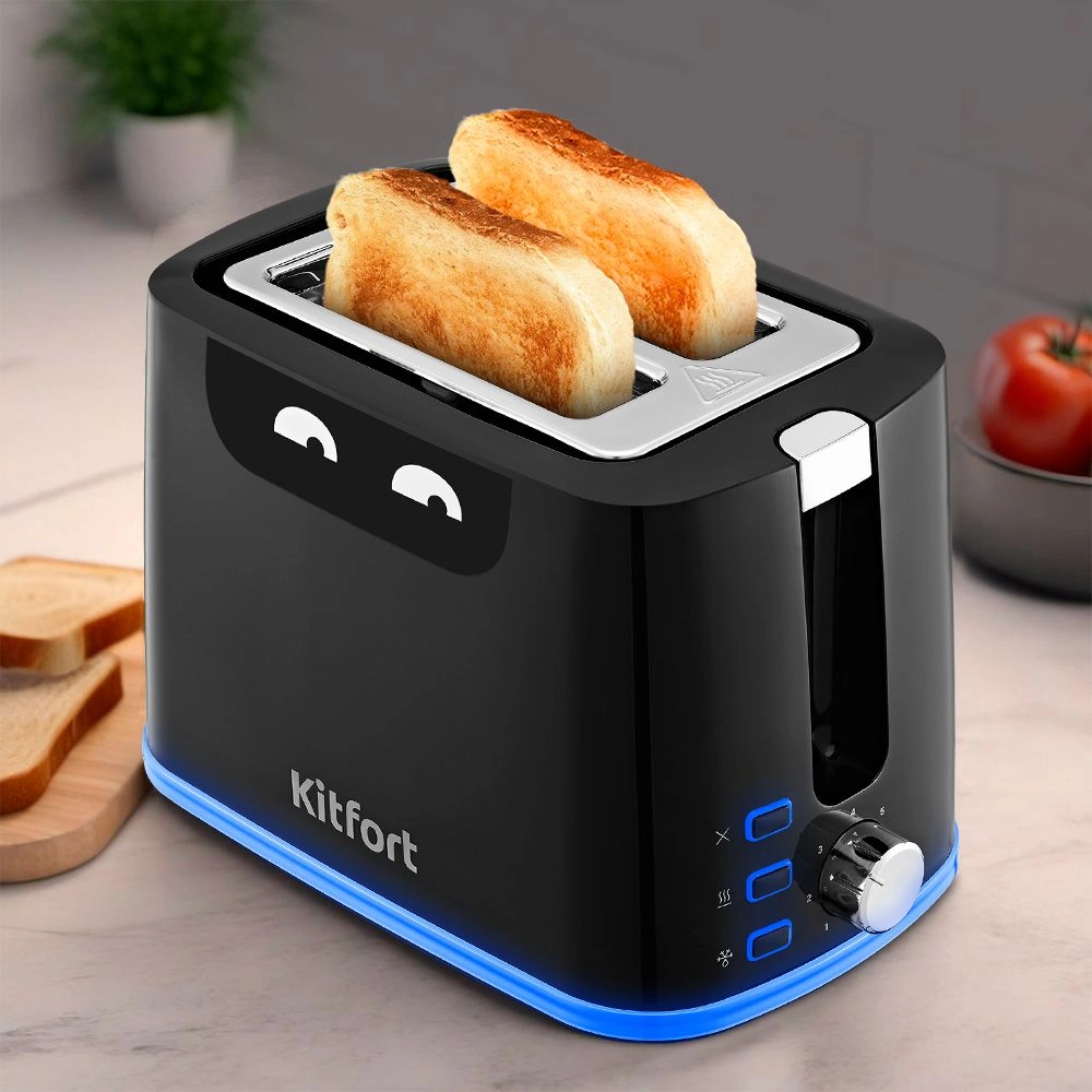 Тостер Kitfort КТ-6410 900Вт черный/синий — миниатюра 6