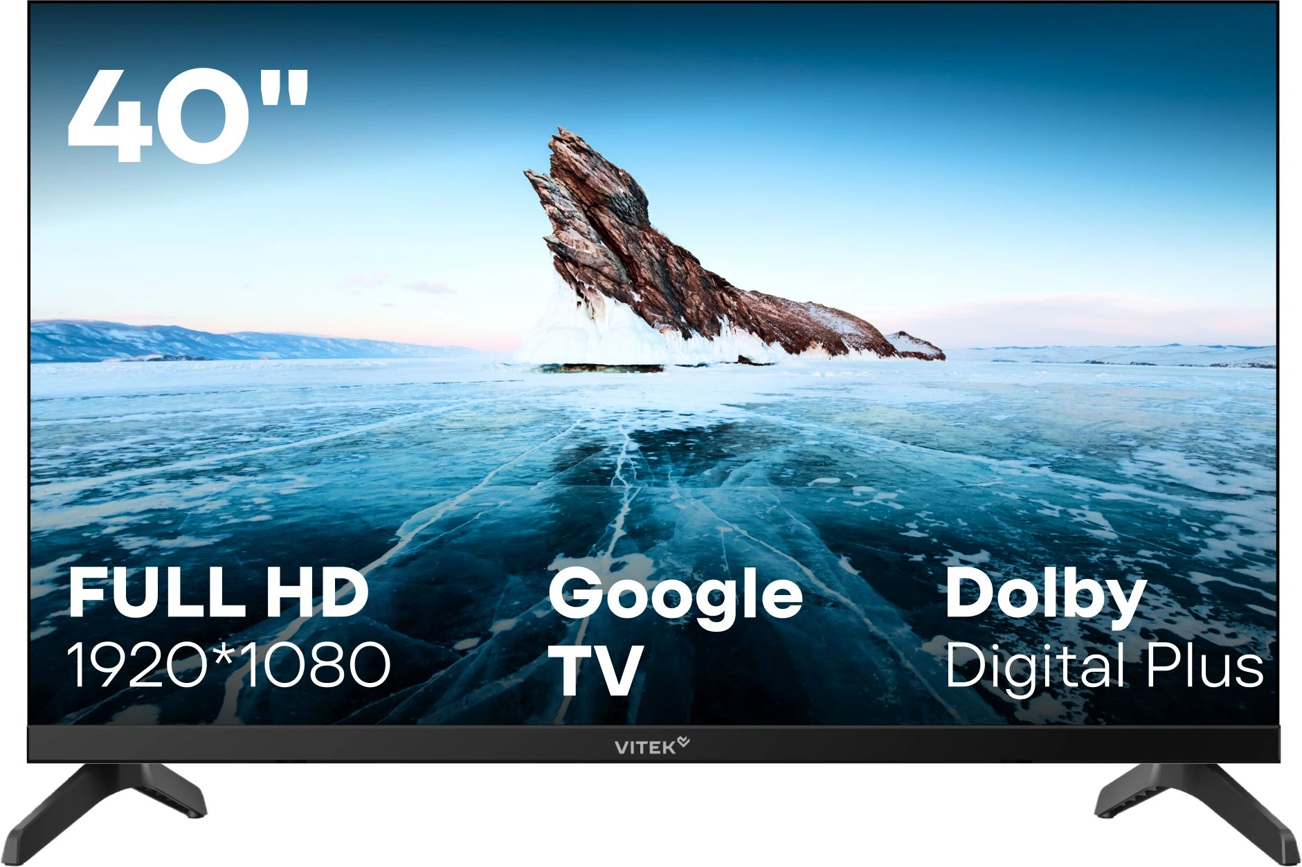 Телевизор LED Vitek 40" VT-40FBS310 Google TV черный FULL HD 60Hz DVB-T DVB-T2 DVB-C DVB-S DVB-S2 USB WiFi Smart TV — фото 1