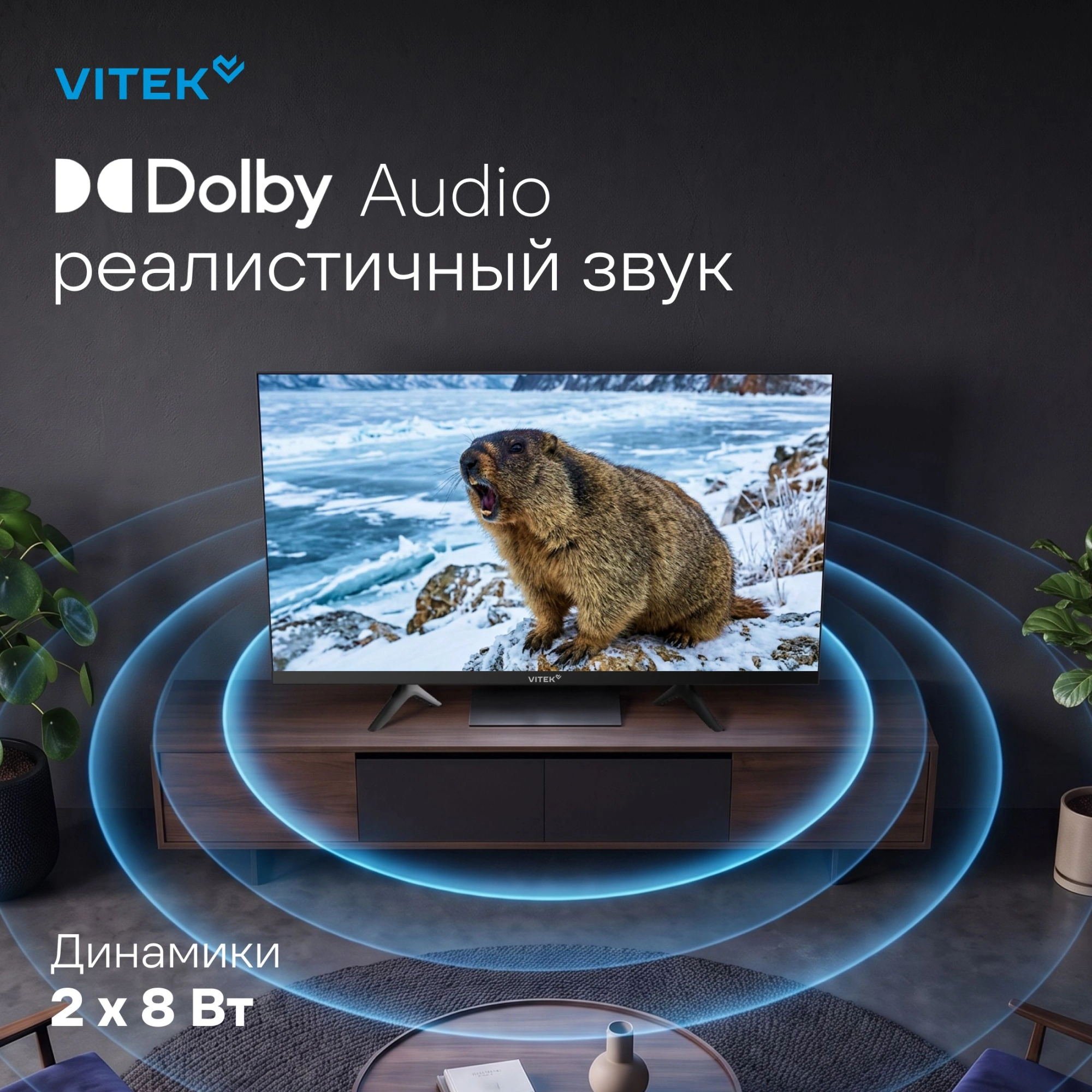 Телевизор LED Vitek 40" VT-40FBS310 Google TV черный FULL HD 60Hz DVB-T DVB-T2 DVB-C DVB-S DVB-S2 USB WiFi Smart TV — миниатюра 7