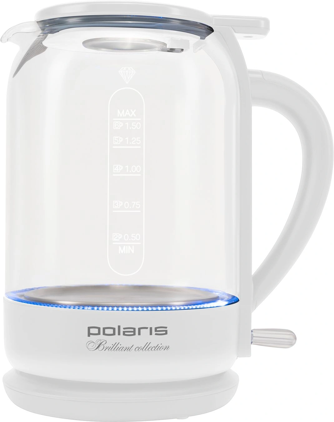 Чайник электрический Polaris PWK 1753CGL 1.5л. 1950Вт белый корпус: стекло/пластик — миниатюра 8