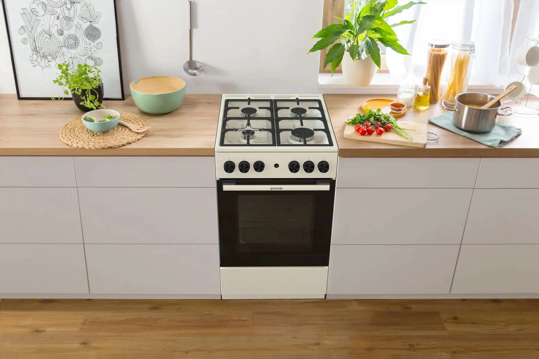 Плита Газовая Gorenje GG5A12BEF бежевый (без крышки) реш.чугун — миниатюра 14