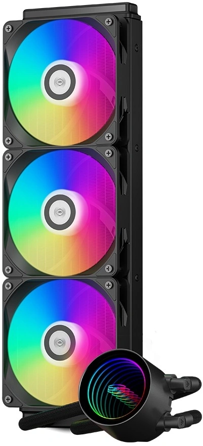 Система водяного охлаждения PcCooler DA360 V2 ARGB Soc-AM5/AM4/1200/1700/1851 черный 4-pin 36.5dB Al 300W Ret (DA360V2-BKAWXX-GL) — миниатюра 6