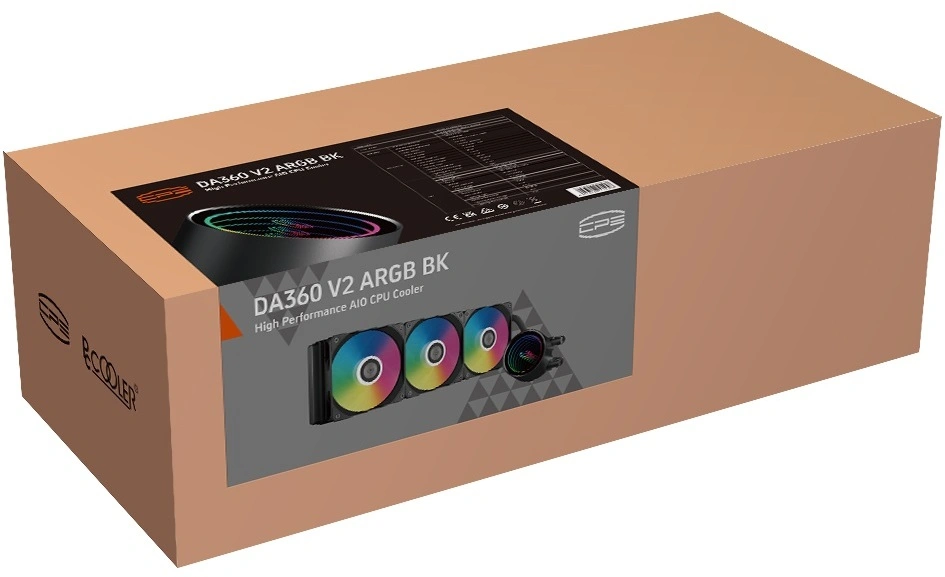 Система водяного охлаждения PcCooler DA360 V2 ARGB Soc-AM5/AM4/1200/1700/1851 черный 4-pin 36.5dB Al 300W Ret (DA360V2-BKAWXX-GL) — миниатюра 2