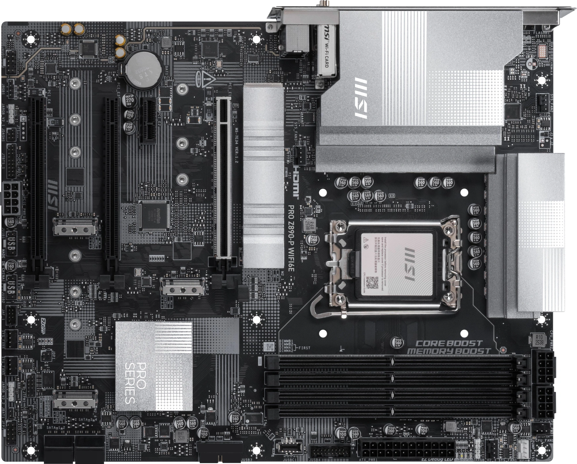 Материнская плата MSI PRO Z890-P WIFI6E Soc-1851 Intel Z890 4xDDR5 ATX AC`97 8ch(7.1) 5Gigabit RAID+HDMI+DP — фото 1