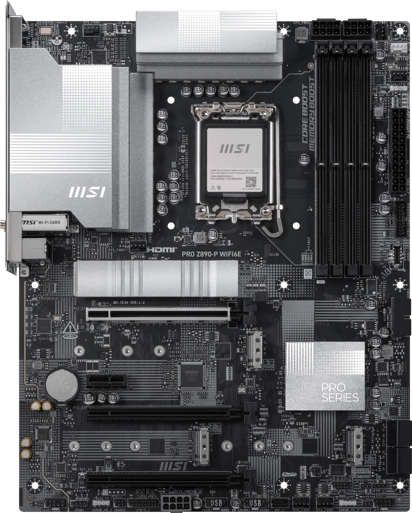 Материнская плата MSI PRO Z890-P WIFI6E Soc-1851 Intel Z890 4xDDR5 ATX AC`97 8ch(7.1) 5Gigabit RAID+HDMI+DP — миниатюра 2