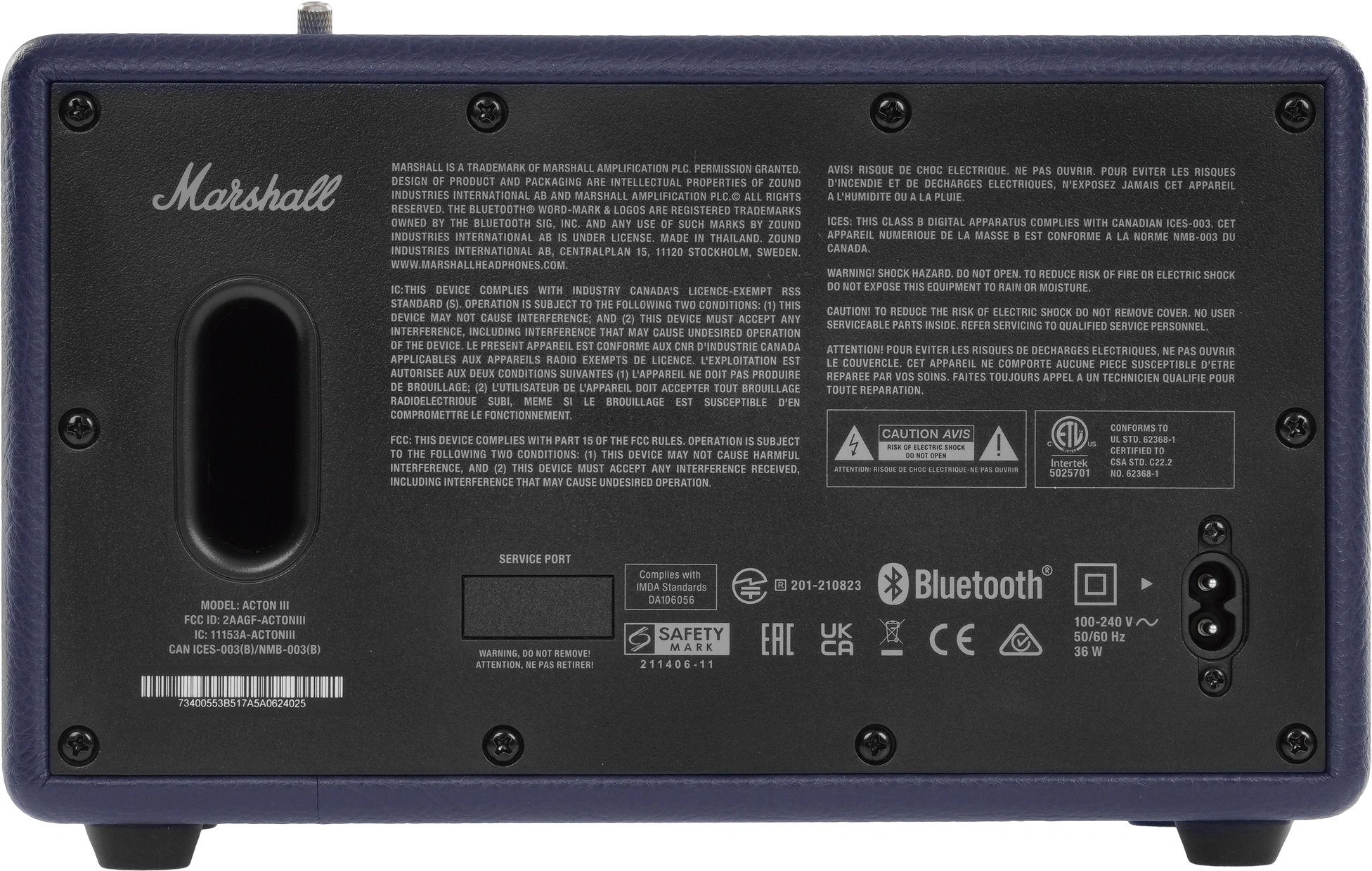 Колонка порт. Marshall Acton III синий 60W 2.1 BT/3.5Jack 10м — миниатюра 3