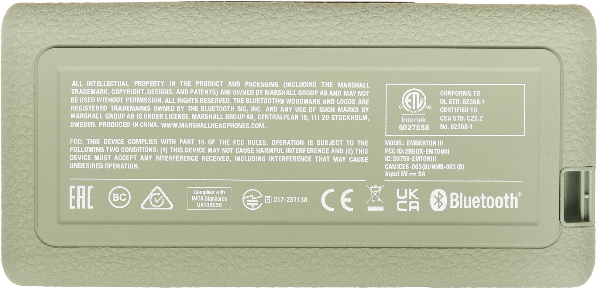 Колонка порт. Marshall Emberton III зеленый 20W 2.0 BT 100м — миниатюра 5