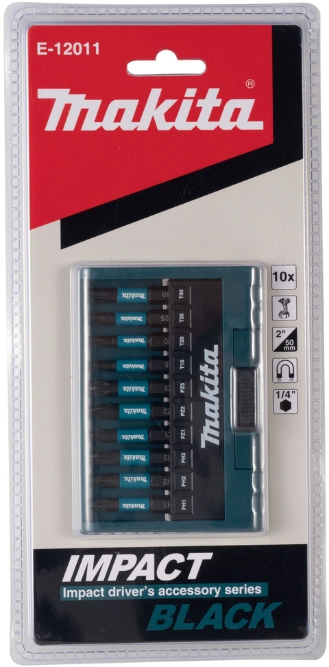 Набор бит Makita Impact Black (E-12011) по каф/керамогр/стек (10пред.) для шуруповертов — миниатюра 4