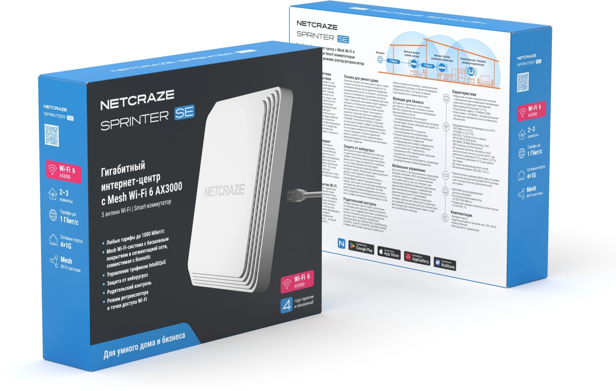 Роутер беспроводной Keenetic Netcraze Sprinter SE (NC-3712) AX3000 10/100/1000BASE-TX белый — миниатюра 4