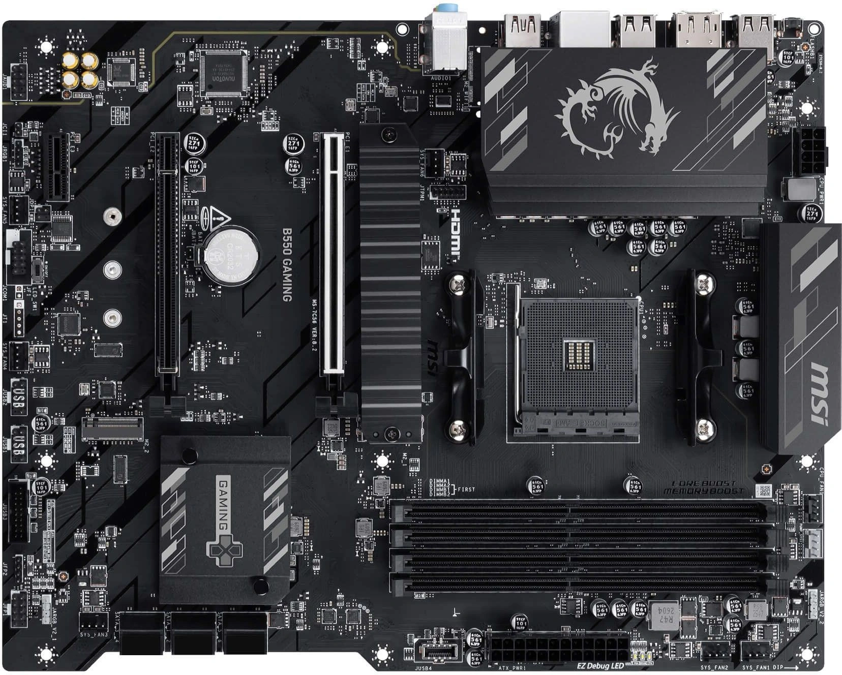 Материнская плата MSI B550 GAMING Soc-AM4 AMD B550 4xDDR4 ATX AC`97 8ch(7.1) GbLAN RAID+HDMI+DP — фото 1