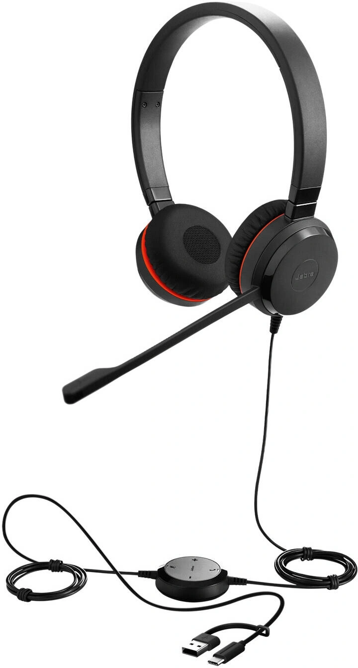 Наушники с микрофоном Jabra Evolve 20 SE черный 2м накладные USB оголовье (4999-823-369) — миниатюра 3