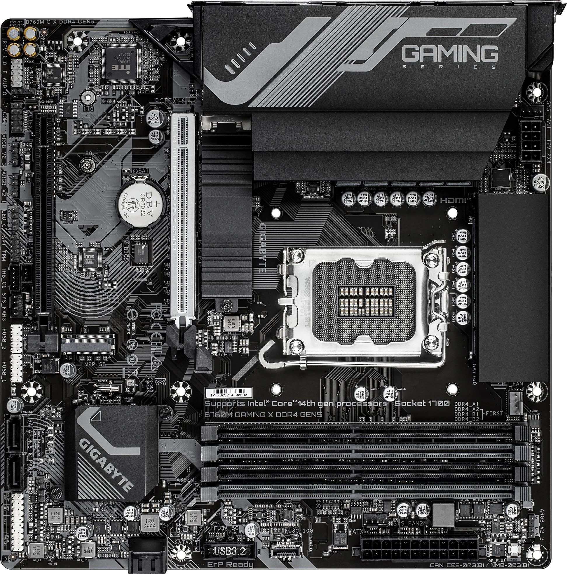Материнская плата Gigabyte B760M GAMING X DDR4 GEN5 Soc-1700 Intel B760 4xDDR4 mATX AC`97 8ch(7.1) 2.5Gg RAID+HDMI+DP — фото 1