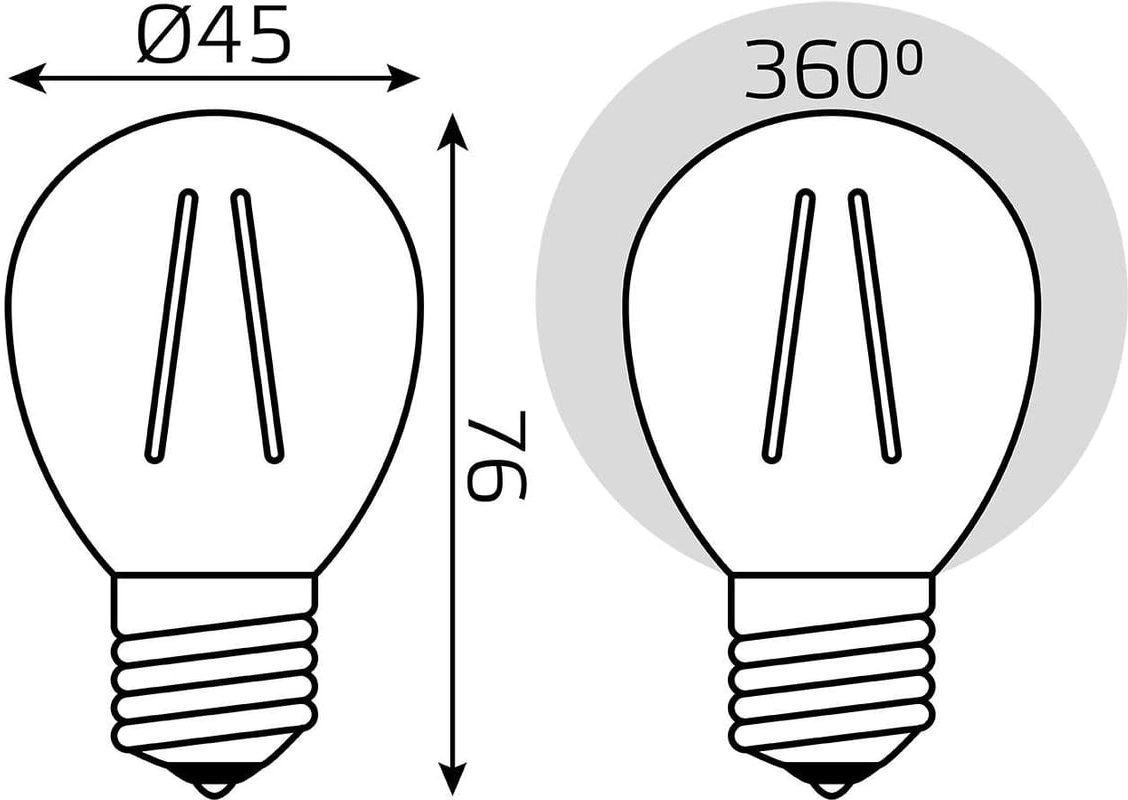 Лампа филам. Gauss Filament 10Вт цок.:E27 шар 220B св.свеч.бел.теп. (упак.:1шт) (52210) — миниатюра 6