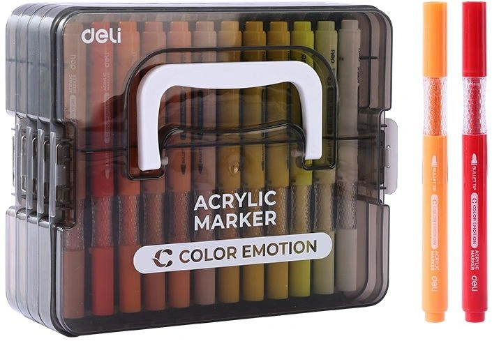 Набор маркеров Deli EC194-84 Color Emotion круг. пулевидный пиш. наконечник 84цв. (84шт.) пластиковая коробка — фото 1